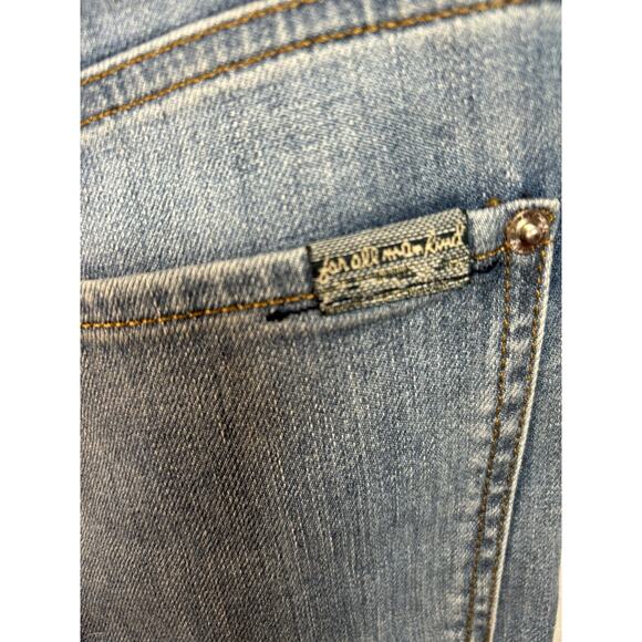 7 FOR ALL MANKIND High Waist Crop Straight Leg Jeans Distressed Women's Size 29 - Picture 7 of 15